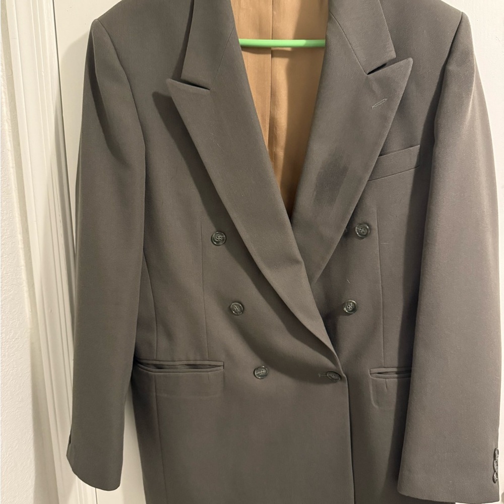 Haggar Gray Pea Coat with Double-Breasted Design